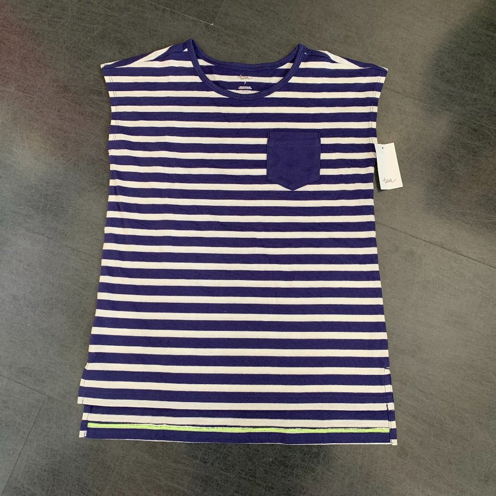 Tea Collection Blue Stripe Short Sleeve Tunic NWT